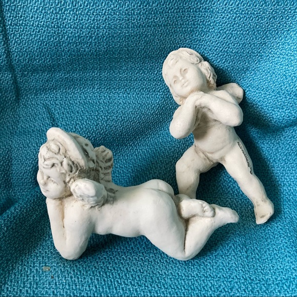 Rustic Hem Feathers Cherub Planter/ Vase Embellishment Decor - Picture 3 of 6